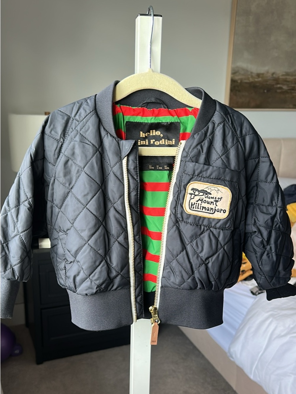 Mini Rodini Kids' Black Quilted Bomber Jacket